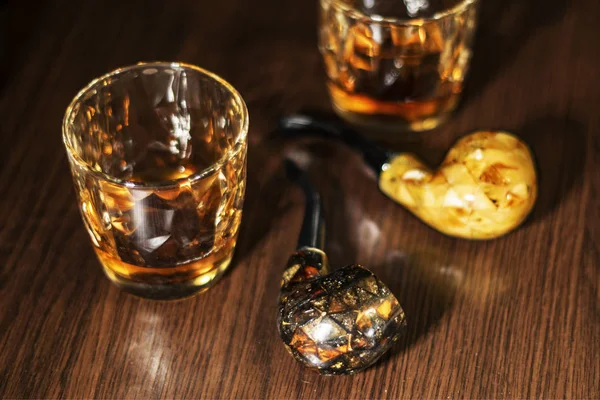 Whisky Glazen Pijpen — Stockfoto