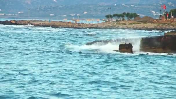 Kvällen Utsikt Över Havet Före Stormen Hel Del Rörelse Blå — Stockvideo