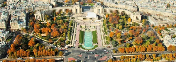 Panoramisch Uitzicht Vanaf Eiffel Toren Trocadero Tuinen Het Paleis Van — Stockfoto