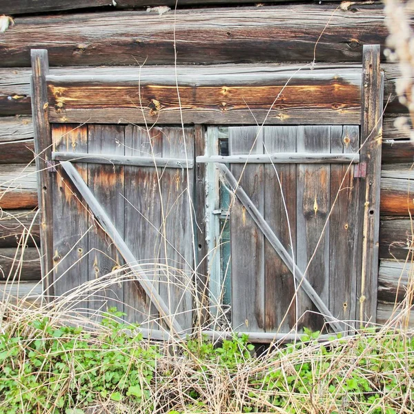Window Old Log House Ground Time Time Bright Contrasting Image — Stock Photo, Image