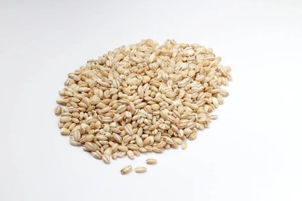 Pearl Barley Grains White Background Diet Product Natural Color High — Stock Photo, Image
