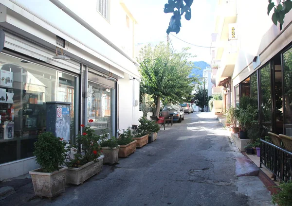 Hersonisou Κρήτη Ελλάδα 2015 Ενδεικτικό Συντακτική Ένας Στενός Δρόμος Που — Φωτογραφία Αρχείου