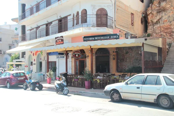 Agios Nikolaos Creta Grécia 2015 Editorial Ilustrativo Uma Rua Uma — Fotografia de Stock
