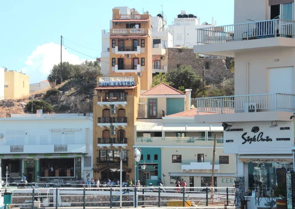 Agios Nikolaos Creta Grécia 2015 Editorial Ilustrativo Edifício Interessante Hotel — Fotografia de Stock
