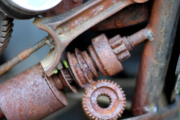 Metal Art Style Steampunk Background Close Gears Pistons Bushings Steel — Stock Photo, Image