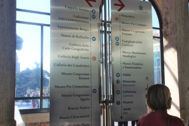 Vatikan, 24.10.2015 Müzelerin farklı bölümlerine Açıklayıcı Yazı İşaretçileri