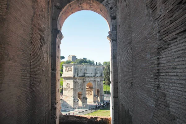 Rome Italy 2015 Illustrative Editorial Arch Constantine One Archways Colosseum — Stock Photo, Image