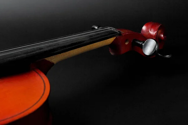Full Neck Violin Black Background Concept Classical Music — Stock Photo, Image