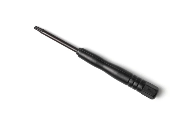 微型螺丝刀一种微型螺丝刀 用于修理电话 平板电脑等小型家用电器白色背景 — 图库照片