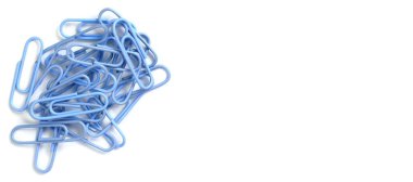 Beyaz arka planda mavi bir ataç. Geniş görüş. Üst görünüm, düz görünüm, metin için yer, kopyalama alanı.