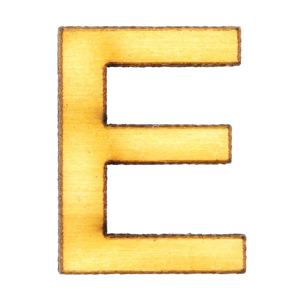 字母E 由白色背景的木板或胶合板制成 英文字母 — 图库照片