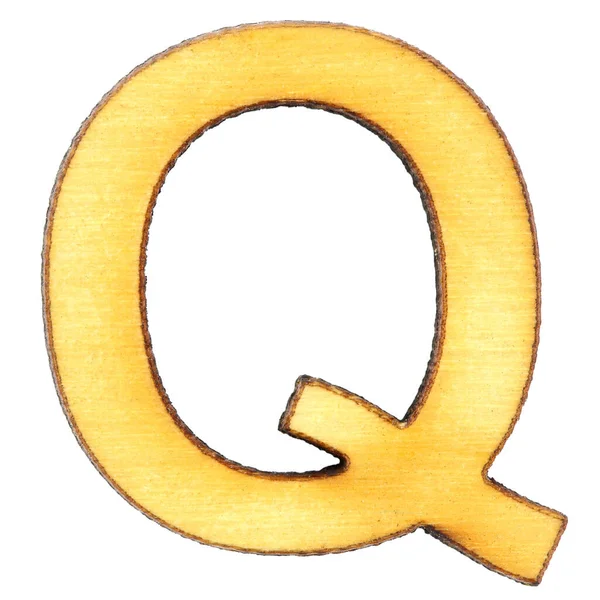 字母Q 由白色背景的木板或胶合板制成 英文字母 — 图库照片