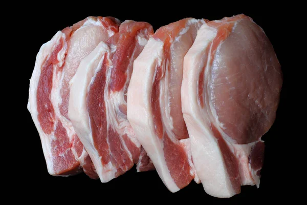 Grasos Trozos Grandes Cerdo Crudo Carne Carne Primer Plano Sobre —  Fotos de Stock