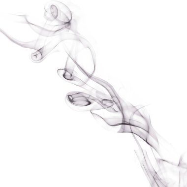 Beyaz arka planda gizemli siyah duman, çapraz düzenleme.