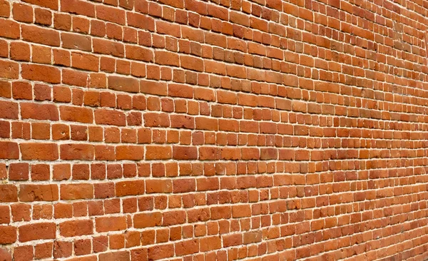 Zicht Langs Oude Bakstenen Muur Wazig Perspectief Close — Stockfoto