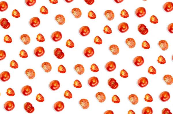 Grote Formaat Achtergrond Van Rijpe Tomaat Plakjes Witte Achtergrond — Stockfoto