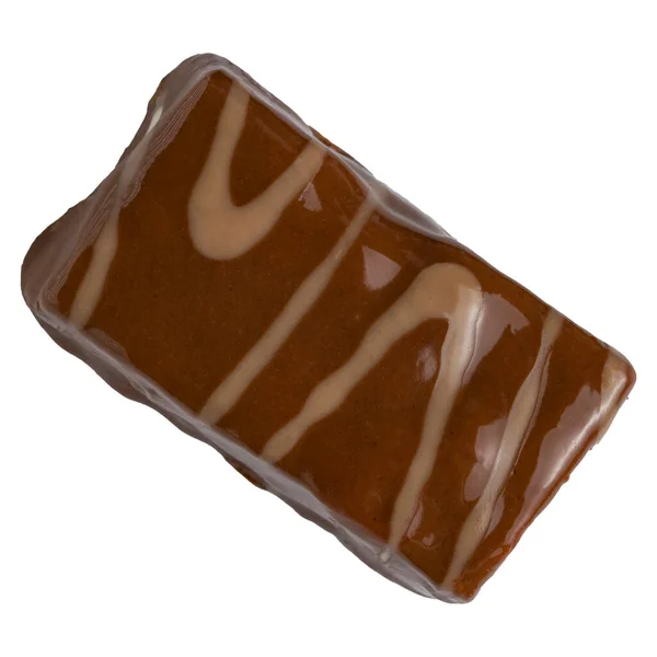 Σοκολάτα Καραμέλα Γκρο Πλαν Απομονώνονται Λευκό — Φωτογραφία Αρχείου