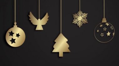 Yılbaşı yeni yıl festival mevsimlik kutlama yer tutucu siyah arka plan düşen animasyonlu hareketli önemsiz şey topu