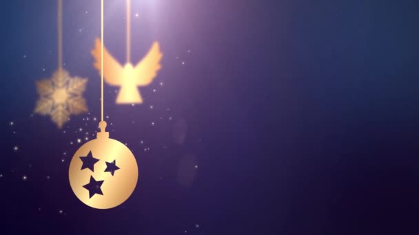 クリスマス新年お祝い季節祝いプレース ホルダー ブルー背景落ちて動いている安物の宝石ボールのアニメーション — ストック動画