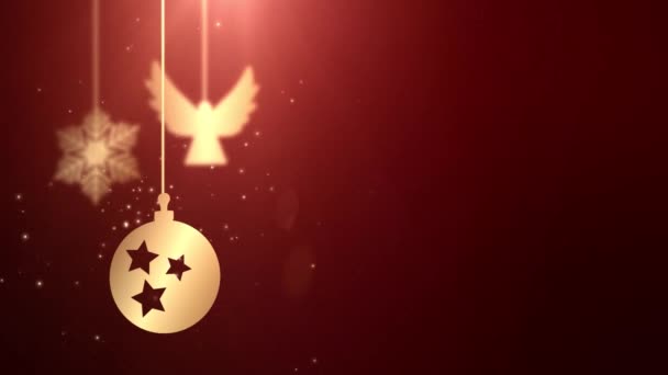 动画移动摆设球下降圣诞新年喜庆季节性庆祝占位符红色背景 — 图库视频影像