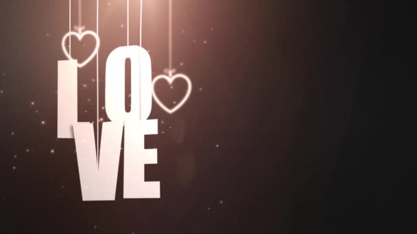 Siyah Artalan Ile Tavandan Düşen Ipte Asılı Aşk Mektupları — Stok video