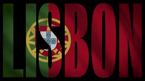 Bandera Portugal Con Máscara Lisboa — Vídeo de stock