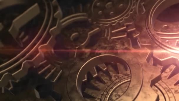 Business Concept Golden Rotating Gears Mechanic Mechanical Machine — Stock Video