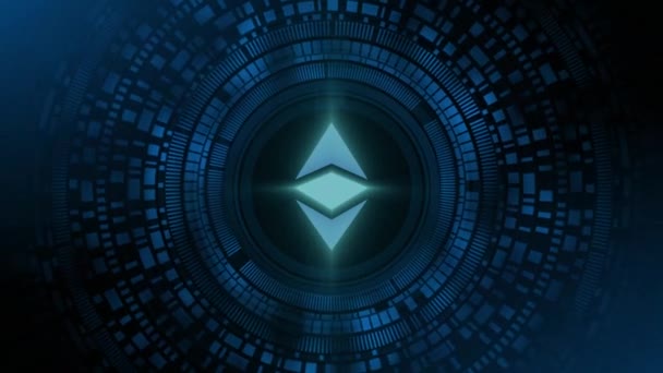 Biznes Człowiek Ręka Hologram Hud Projekcji Ethereum Classic Kryptowaluta Ikona — Wideo stockowe