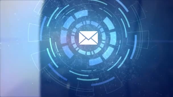 Biznes Człowiek Ręka Hologram Hud Projekcji Mail Adres Poczty List — Wideo stockowe