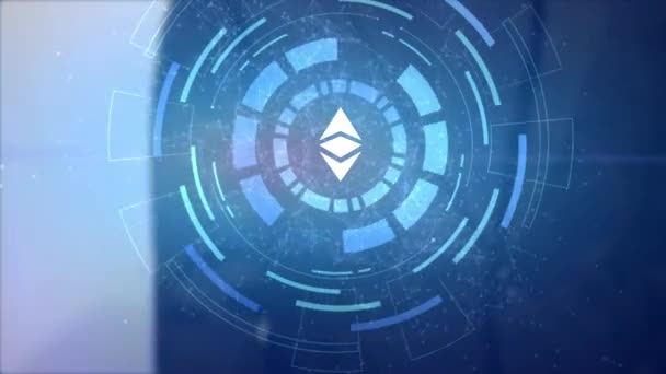 Üzleti Ember Kéz Hologram Hud Vetítés Ethereum Klasszikus Cryptocurrency Ikon — Stock videók