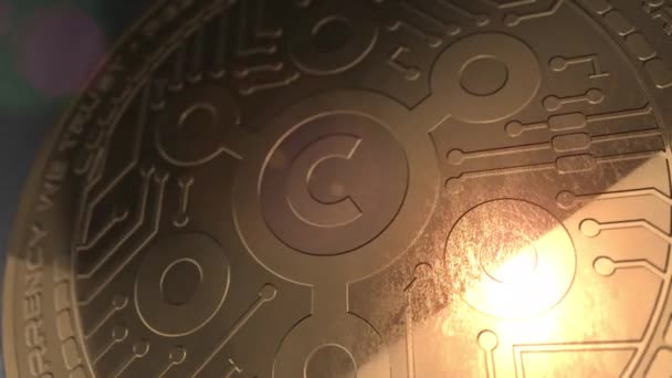 加密货币硬币硬币3D 渲染区块链 — 图库视频影像