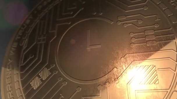 Crypto Monnaie Chrono Logique Pièce Rendu Blockchain — Video
