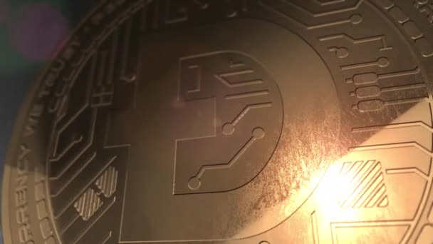 Крипто Валюта Dodgecoin Монеты Рендеринг Блокчейн — стоковое видео
