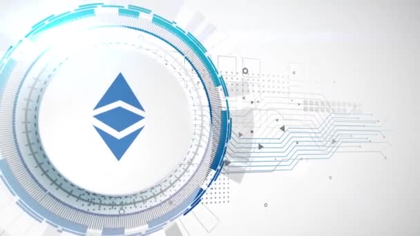 Ethereum Klassischen Kryptowährungs Symbol Animation Weiße Digitale Elemente Technologie Hintergrund — Stockvideo