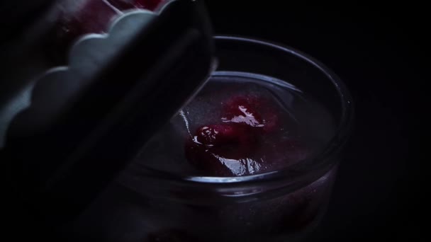 얼음에서 냉동된 산딸기를 — 비디오