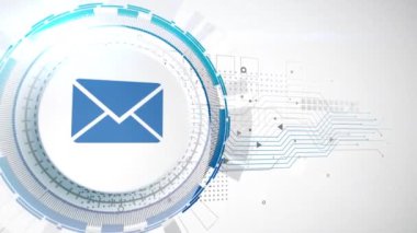 e-posta adresi posta mektup simgesi animasyon beyaz dijital öğeleri teknolojik altyapı