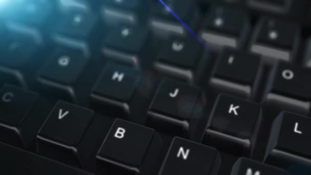 Animação Fechar Teclado Computador Com Botão Blockchain — Vídeo de Stock