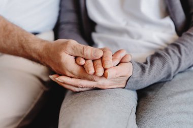 Kanepede oturup el ele tutuşan, birbirlerine göz kulak olan yaşlı çifti kapatın..