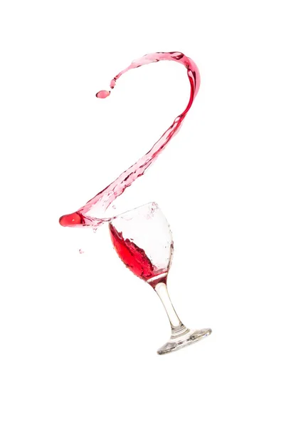 Glassware Red Juice Splashes White Background — Stock Photo, Image