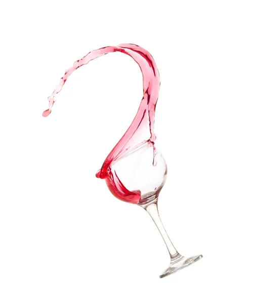 Flying Glass Red Wine Splashes White Background — Stock Photo, Image