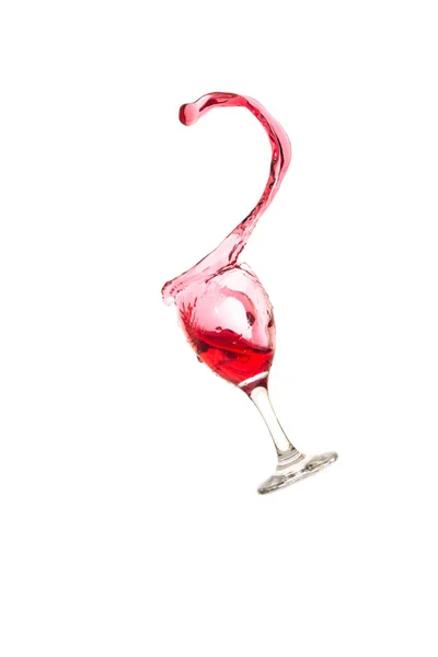 Glassware Red Wine Splashes White Background — Stock Photo, Image