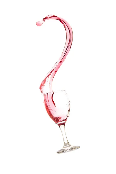 Cristalería Con Salpicaduras Vino Tinto Sobre Fondo Blanco —  Fotos de Stock