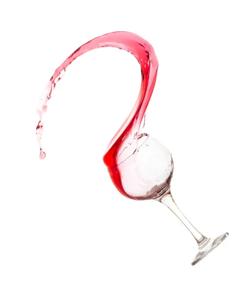 Glassware Red Wine Splashes White Background — Stock Photo, Image