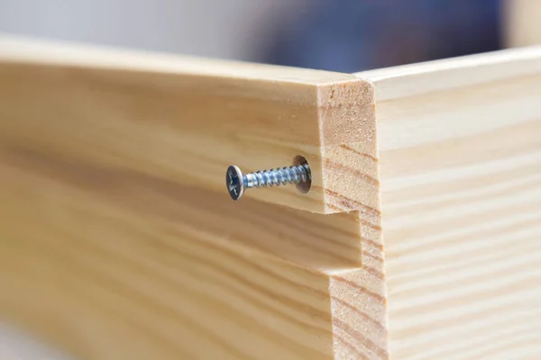 Wooden Table Case Screw — Stock Photo, Image