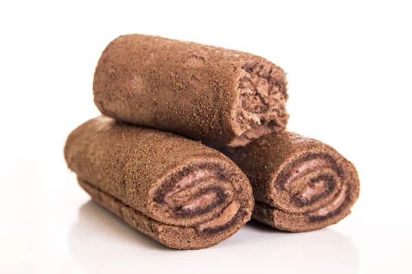 Bruine Chocolade Broodjes Geïsoleerd Wit — Stockfoto