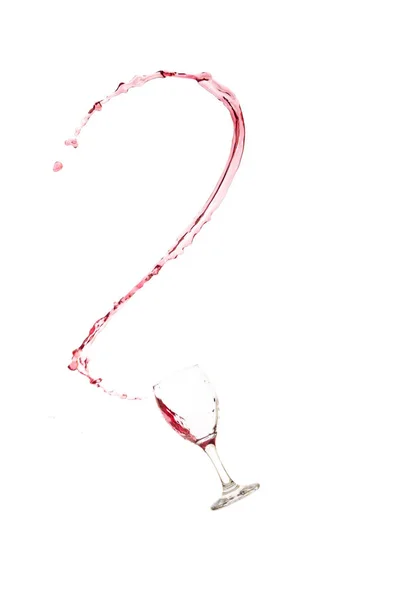 Wineglass Red Beverage Splashes Isolated White Background — Stock Photo, Image