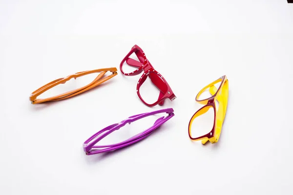 Fashionable Colorful Glasses White Background — Stock Photo, Image