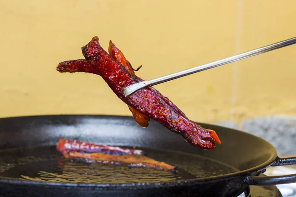 Vařená Červená Paprika Plátky Hůlkami — Stock fotografie