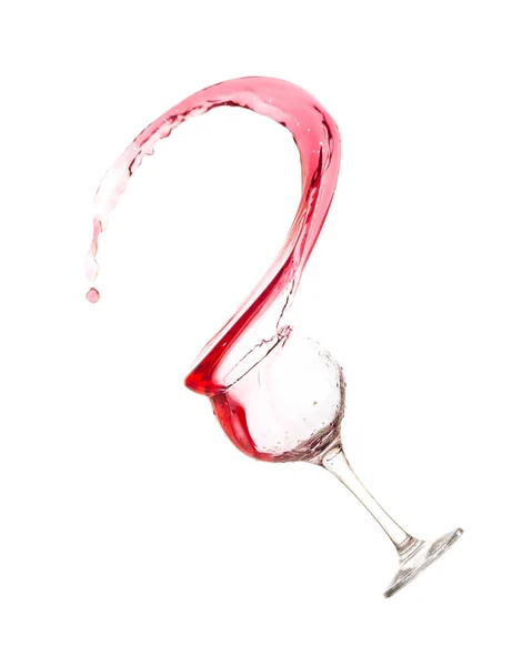 Splattering Red Wine White Background Glass — Stock Photo, Image