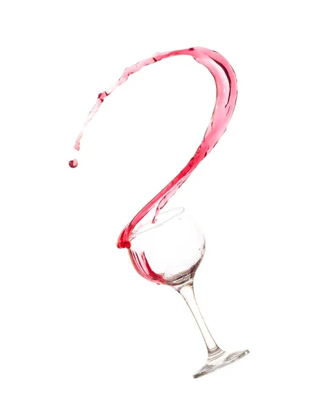 Flying Glass Red Wine Splashes White Background — Stock Photo, Image